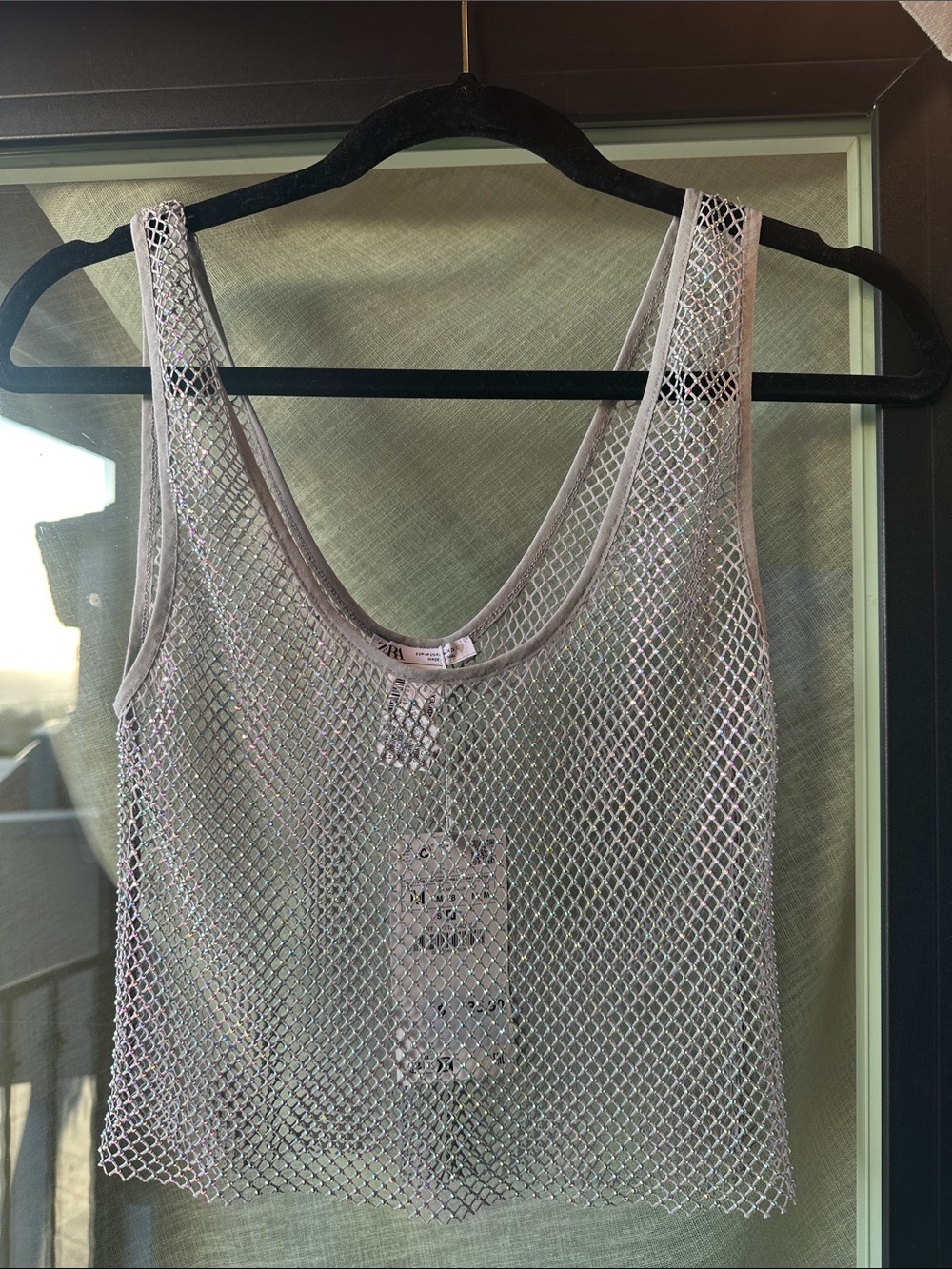 Zara Silver Mesh Tank Top